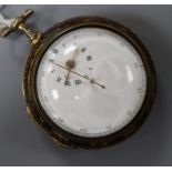 A George III gilt metal and under-painted horn pair cased verge pocket watch by Tho. Delasalle,