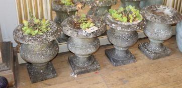 A set of four Victorian small carved marble urns H.30cm