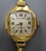 A lady's Rotary 18ct gold manual wind wrist watch, with Rotary box.