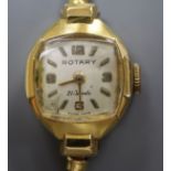 A lady's Rotary 18ct gold manual wind wrist watch, with Rotary box.