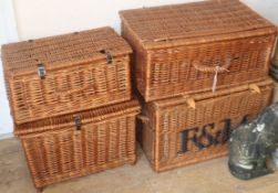 A Fortnum and Mason picnic hamper and three other similar hampers