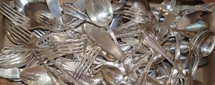 A large quantity of assorted mainly German 800 white metal cutlery, weighable white metal 108 oz.