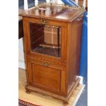 An Edwardian satinwood banded mahogany music cabinet H.85cm