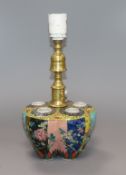 A 19th century Chinese famille rose bulb vase converted to a lamp