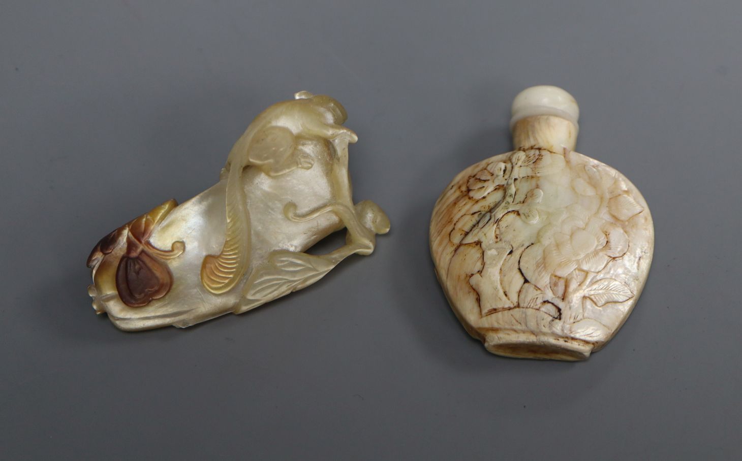 Two Chinese mother-of-pearl snuff bottles