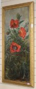 E. Goddard, pair of oils on canvas, Poppies and Sunflowers, signed, 108 x 46cm