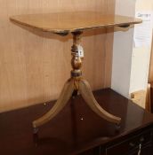 A Regency banded mahogany top wine table, the top with rounded corners W.68cm