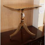 A Regency banded mahogany top wine table, the top with rounded corners W.68cm