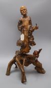 A Chinese rootwood figure of a luohan height 61cm