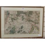 John Andrews, Early 19th century coloured engraved map of Tonbridge of Twyford, 47 x 70cm