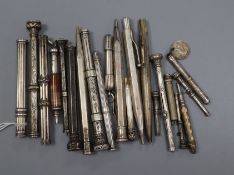 A collection of twenty assorted 19th century and later silver, white metal or base metal
