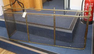 A Victorian wire mesh and brass fender L.120cm