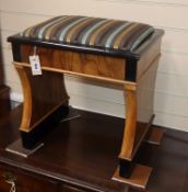 A Biedermeier design box seat dressing stool