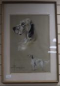 Monogram P.B. study of 'Yankee' An English Setter, pastel on paper