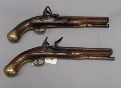 A pair of late 18th / early 19th century flintlock pistols