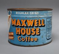 A 1930's tin of Maxwell House Coffee tin, unopened
