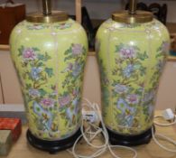 A pair of large modern Chinese porcelain baluster shaped lamps