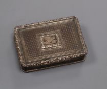 A William IV silver vinaigrette, with pierced gilt grille, engraved with a lyre, Edward Edwards