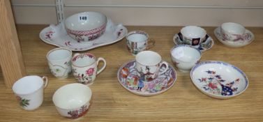 A group of Worcester First Period tea and coffee wares, c1770-1800 and other manufacturers