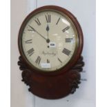 A Victorian mahogany drop dial wall clock H.47cm