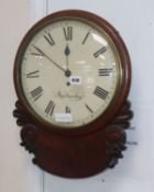 A Victorian mahogany drop dial wall clock H.47cm
