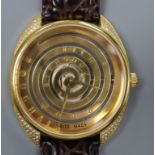 A gentleman's Zoughaib gilt stainless steel quartz wrist watch, with diamond set lugs.