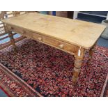 A Victorian pine two drawer kitchen table 183 x 83cm