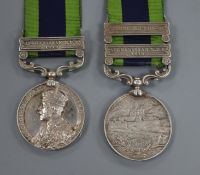 Two India General Service 1908-1935 medals to 27118 HA VR. HISSAR. FR. CONSTB. with Waziristan and