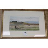 Charles Reginald Aston (1832-1908), watercolour, Harvesters resting in a landscape, signed, 17 x