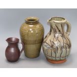 Bridget Drakeford (b. 1946), a ribbed buff-glazed studio pottery vase and two other items,