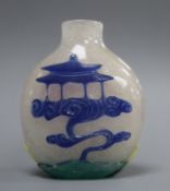 A Chinese four colour overlaid glass snuff bottle, early 20th century