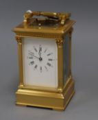 A French gilt-brass carriage clock