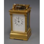 A French gilt-brass carriage clock