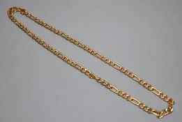 A 9ct gold flat curb link necklace, 48cm.