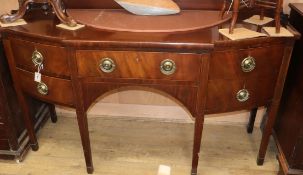 A George IV satinwood banded mahogany breakfront sideboard W.172cm