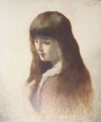 E. Krug, oil on canvas laid on board, Portrait of a young woman, signed and dated 1886, 53 x 44cm,