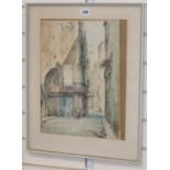 W. Adroher Borch, watercolour, Continental street scene, 42 x 33cm