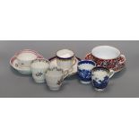 Seven late 18th / early 19th century English porcelain tea cups / bowls