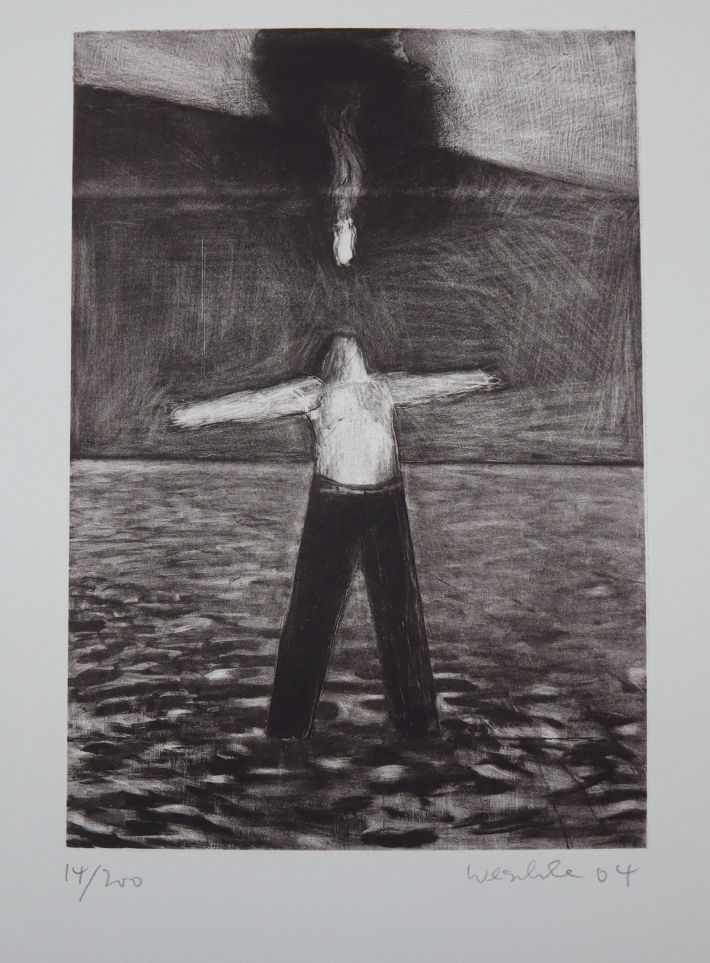 Karl Weschke (1925-2005), limited edition print, signed and dated '04, 14/200, overall 56 x 42cm,