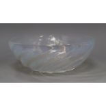 A Lalique 'Poisson' pattern opalescent glass bowl, marked 'R. Lalique France' to base, Dia 24cm