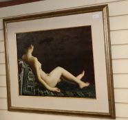 Portrait of a nude reclining woman, 52 x 71cm