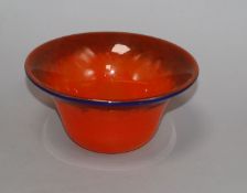 A Schneider orange and blue glass bowl, signed diameter 12cm