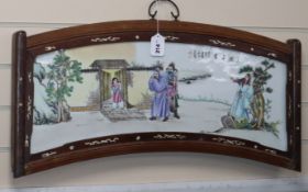 A Chinese famille rose plaque in frame