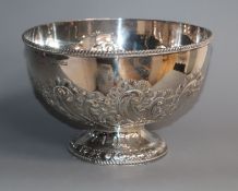 An Edwardian silver embossed rose bowl, Atkin Brothers, Sheffield, 1901, 20.5cm, 17 oz.