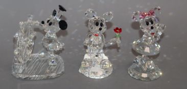 Three Disney Showcase crystal figurines (Steamboat Willie, Just for You, Gee, You're the Sweetest)