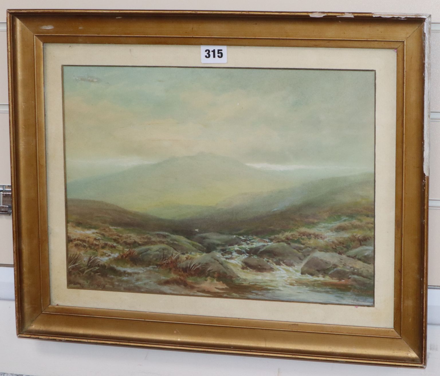 Rubens Southey, watercolour, Moorland scene, signed, 27 x 38cm