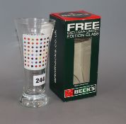 A set of twelve limited edition Damien Hirst Becks Beer glasses, boxed