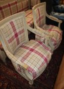 A pair of painted French fauteuils
