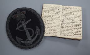 An early 18th century Naval badge and book of notes