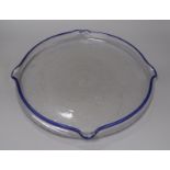 A Daum Nancy blue cabled glass circular dish, signed with Cross of Lorraine 37cm